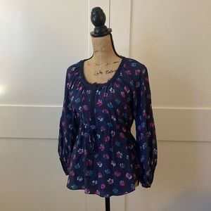 Rebecca Taylor cinched waist blouse silk xs